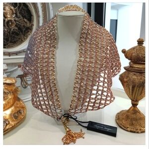 $495 Mignnone Gavigan Rose Gold Pearl Pink Bead Tassel Scarf Necklace